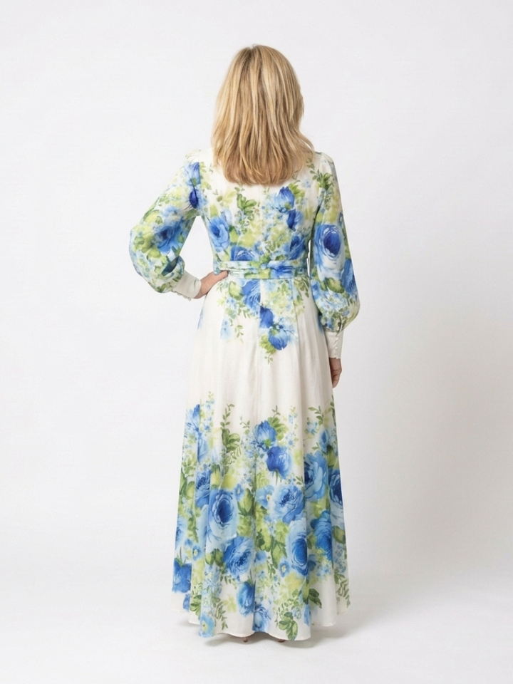 Harper | Vestido Maxi de Botones Florales de Manga Larga