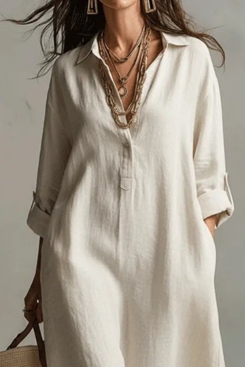 Vestido Midi Blanco Nómada Silencioso Boho Relajado