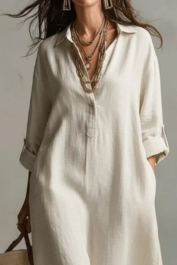 Vestido Midi Blanco Nómada Silencioso Boho Relajado