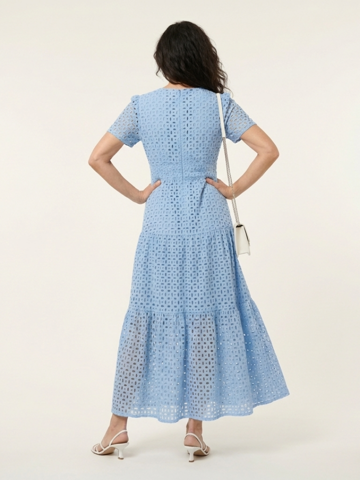 Brielle | Vestido Midi de Manga Corta con Escote en V