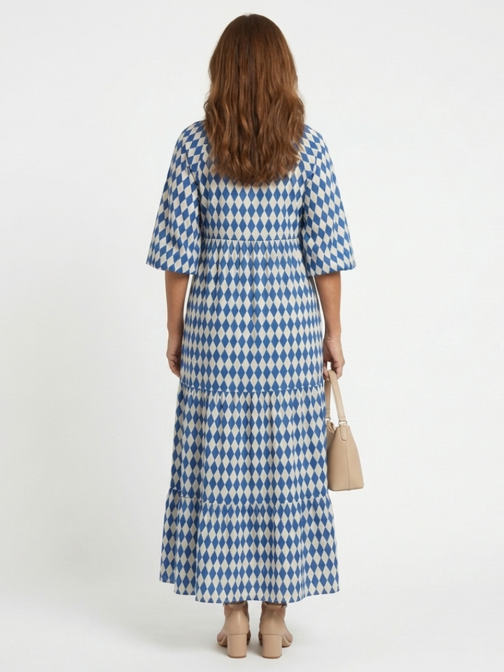 Elodie | Vestido Midi con Estampado de Diamantes
