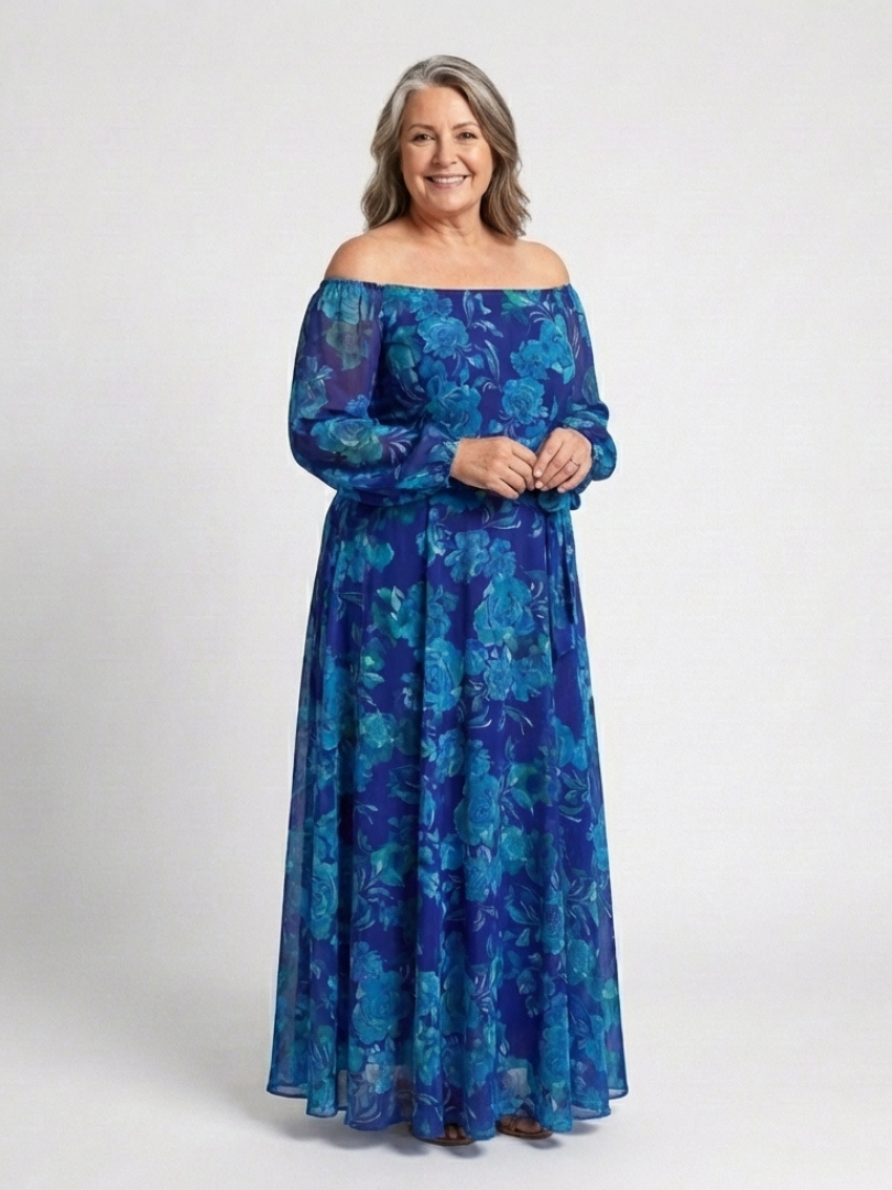 Aspen | Vestido Maxi Floral con Hombro Descubierto