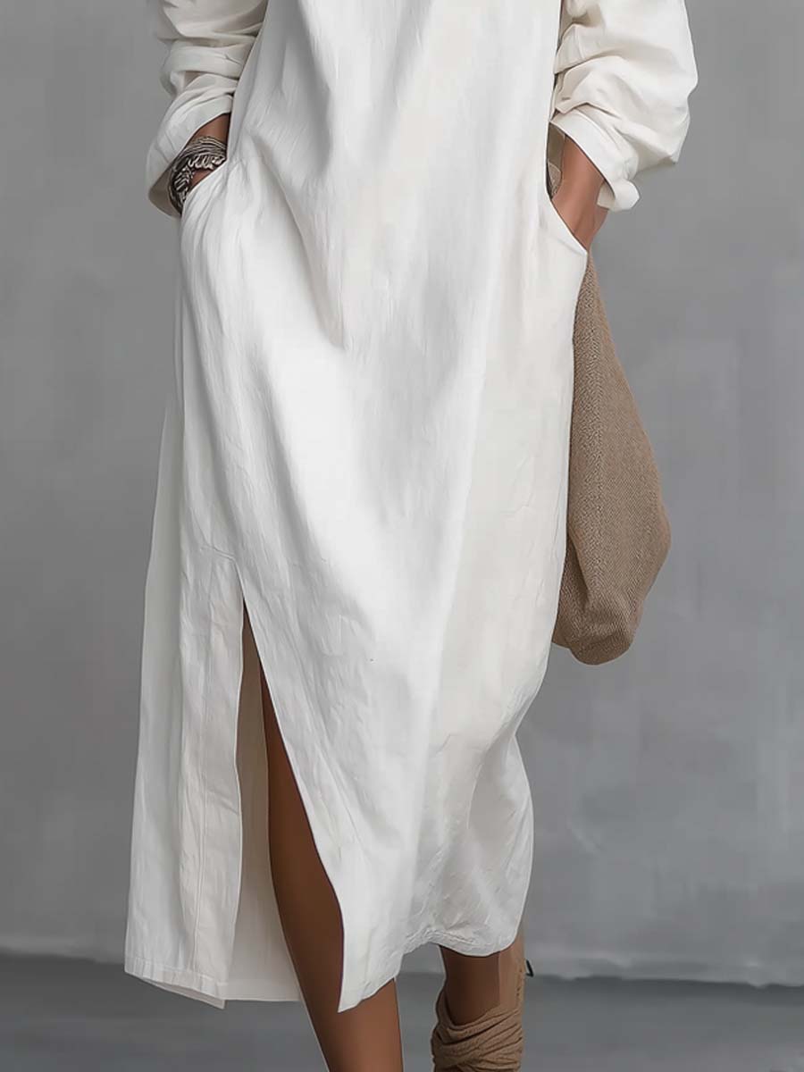 Vestido Midi de Un Hombro con Abertura Lateral