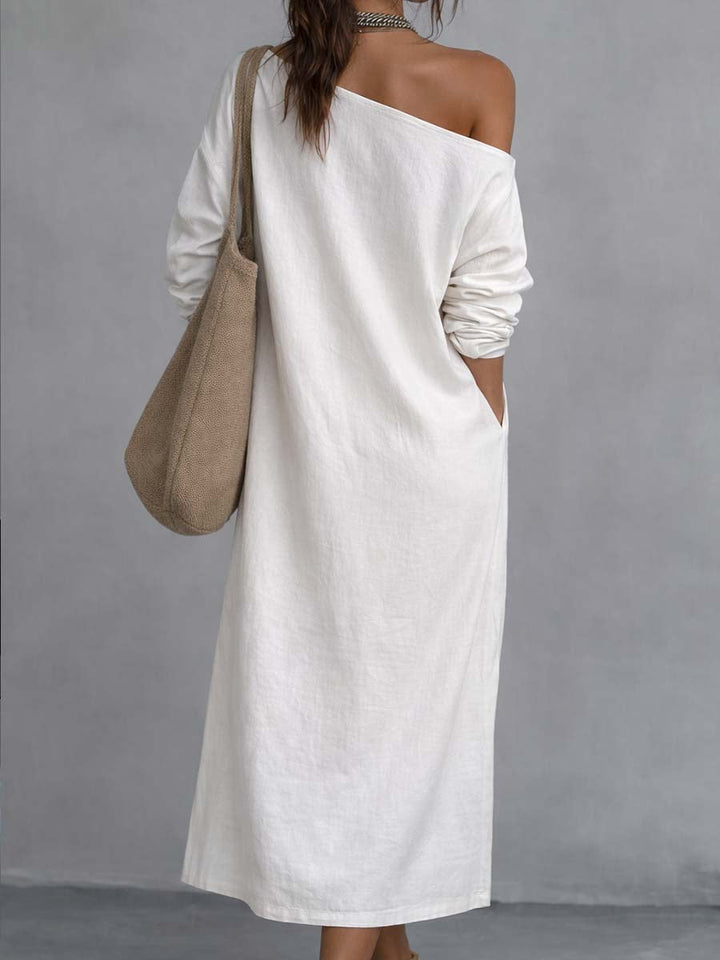 Vestido Midi de Un Hombro con Abertura Lateral