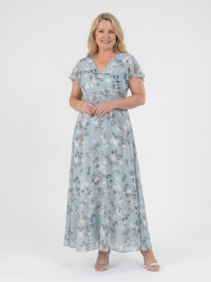 Ismeria | Vestido Maxi de Chiffon Floral