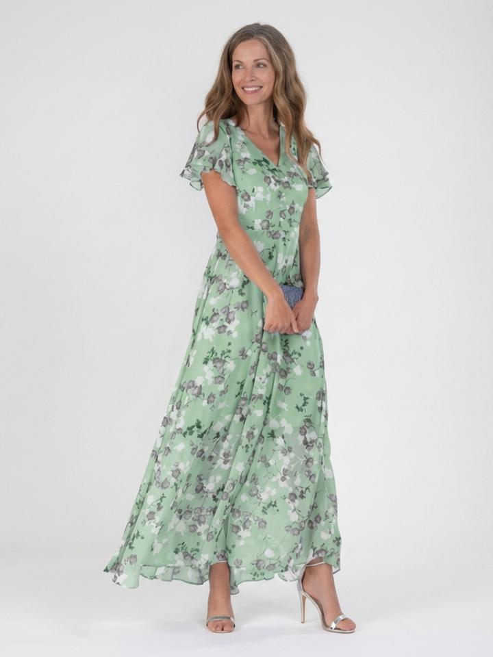 Ismeria | Vestido Maxi de Chiffon Floral