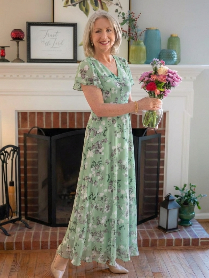Ismeria | Vestido Maxi de Chiffon Floral