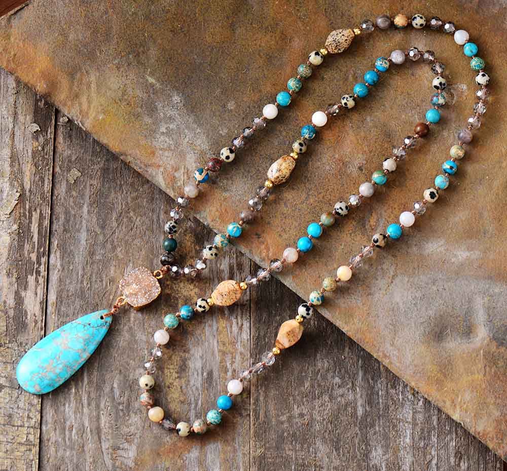Collar de gota de jaspe druzy