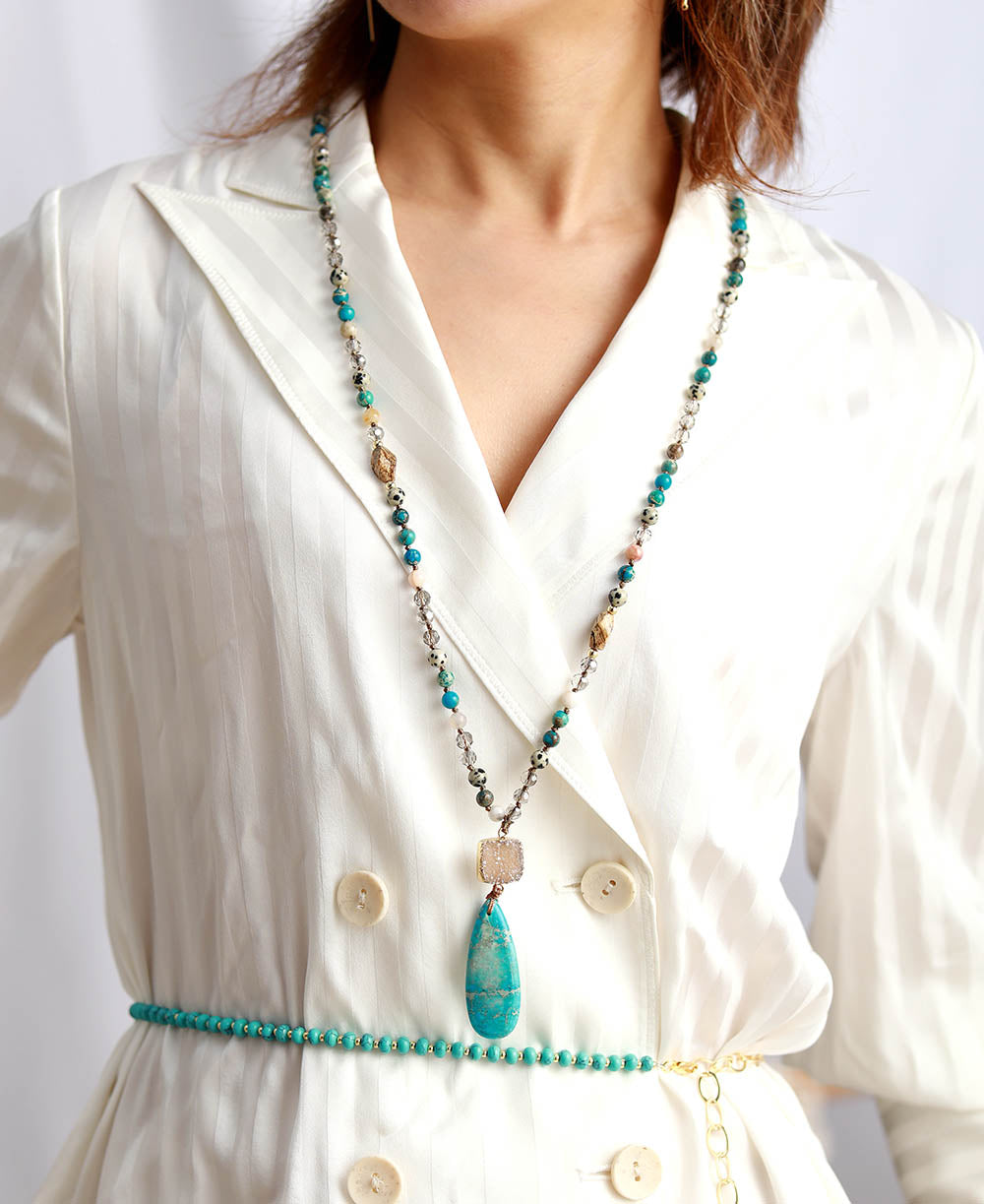 Collar de gota de jaspe druzy