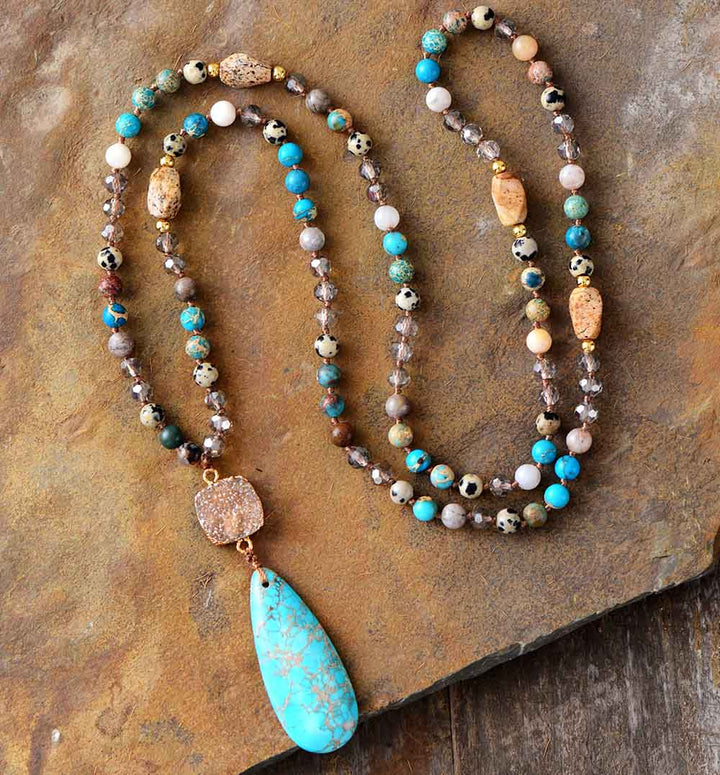 Collar de gota de jaspe druzy