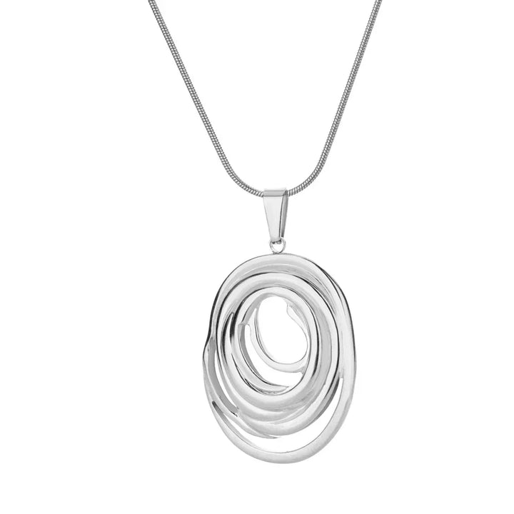 Collar Ovalado Geométrico Hueco en Oro y Plata