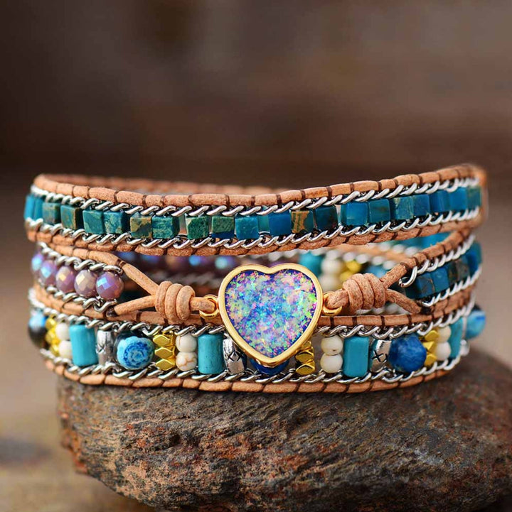 Pulsera de Ópalo de Cuero Jasper