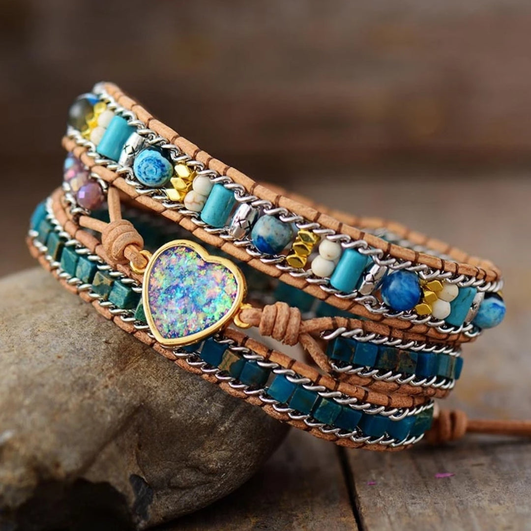 Pulsera de Ópalo de Cuero Jasper