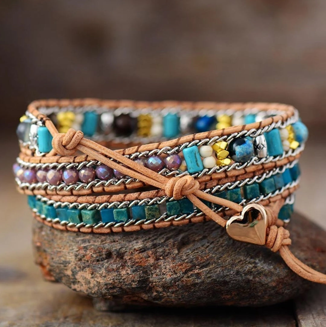 Pulsera de Ópalo de Cuero Jasper