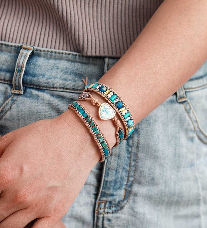 Pulsera de Ópalo de Cuero Jasper