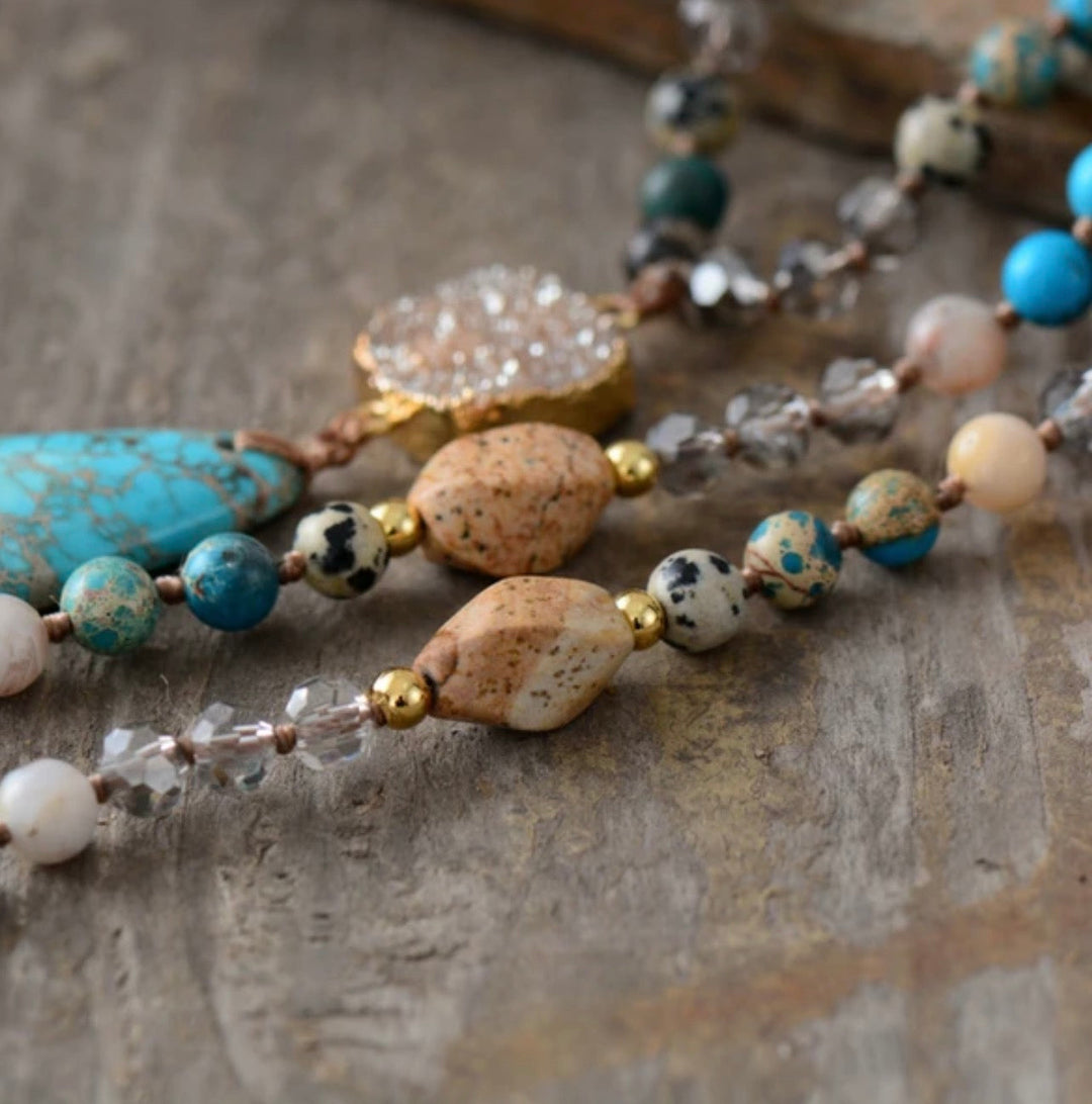 Collar de gota de jaspe druzy