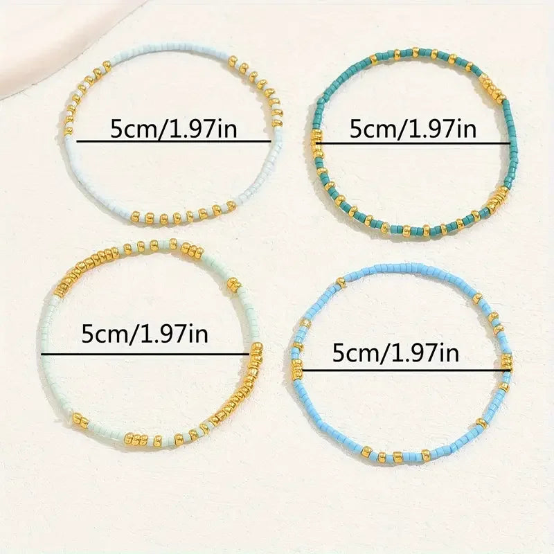 Conjunto de Pulseras de Cuentas Turquesa Chic Bohemio