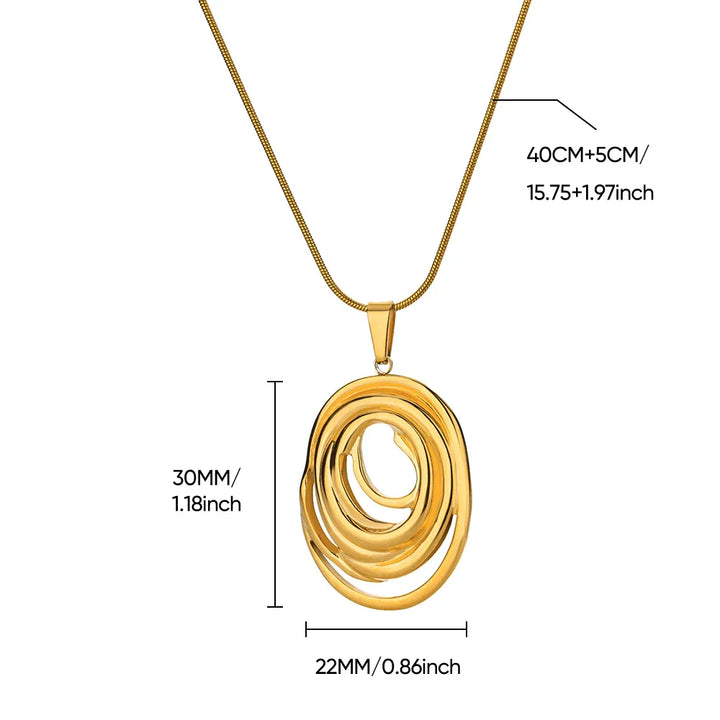 Collar Ovalado Geométrico Hueco en Oro y Plata