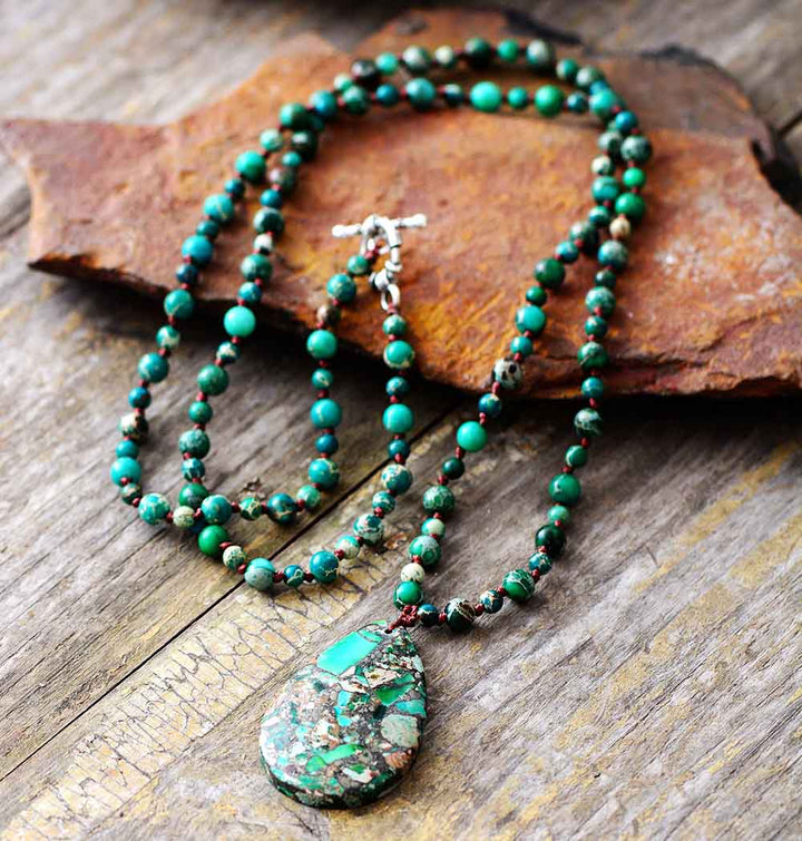 Collar de Piedra Musgo Jaspe Imperial