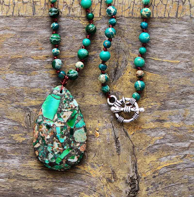Collar de Piedra Musgo Jaspe Imperial
