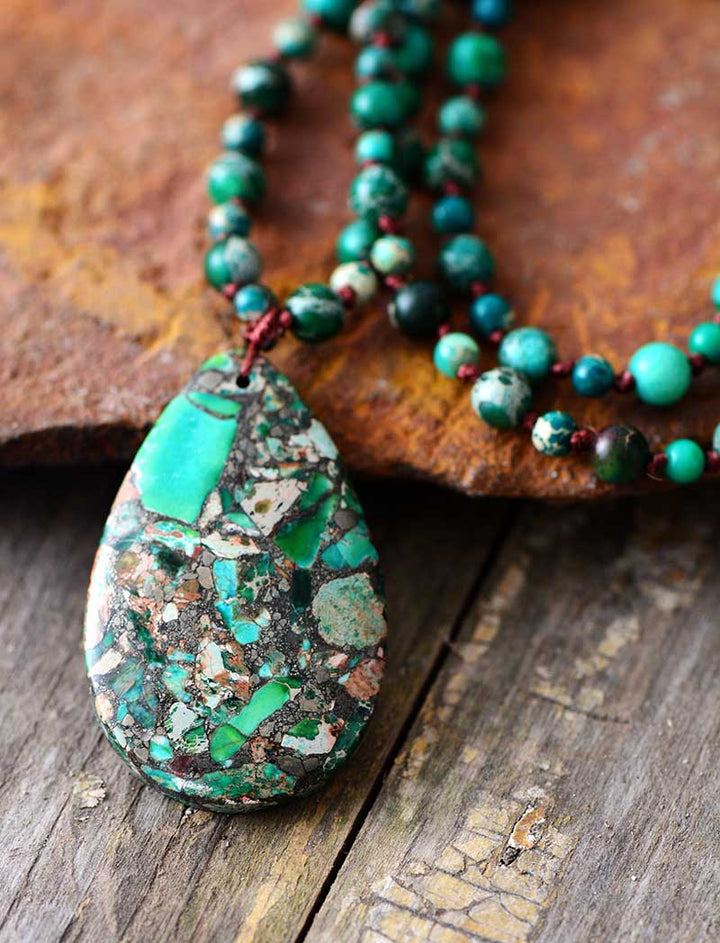 Collar de Piedra Musgo Jaspe Imperial