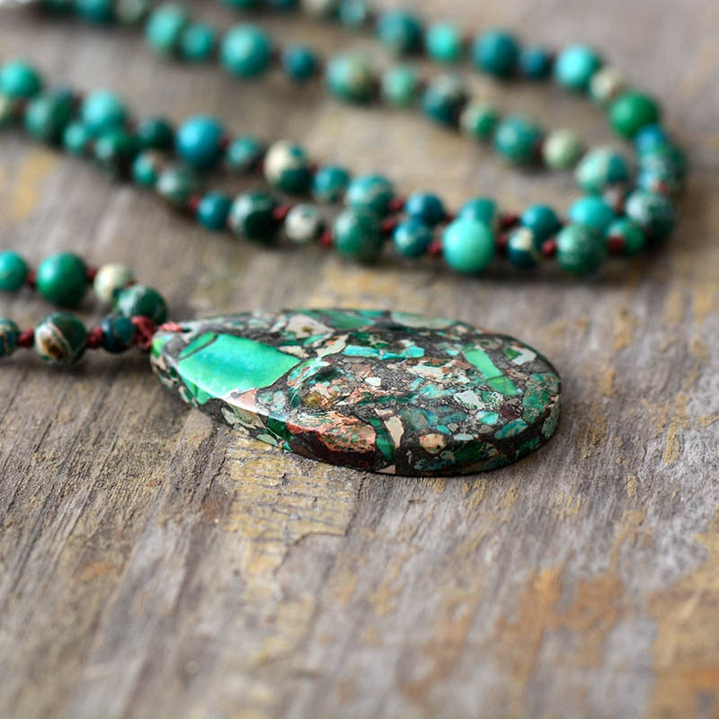 Collar de Piedra Musgo Jaspe Imperial