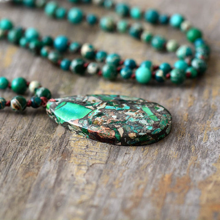 Collar de Piedra Musgo Jaspe Imperial