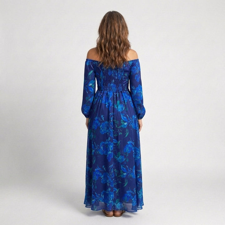 Aspen | Vestido Maxi Floral con Hombro Descubierto