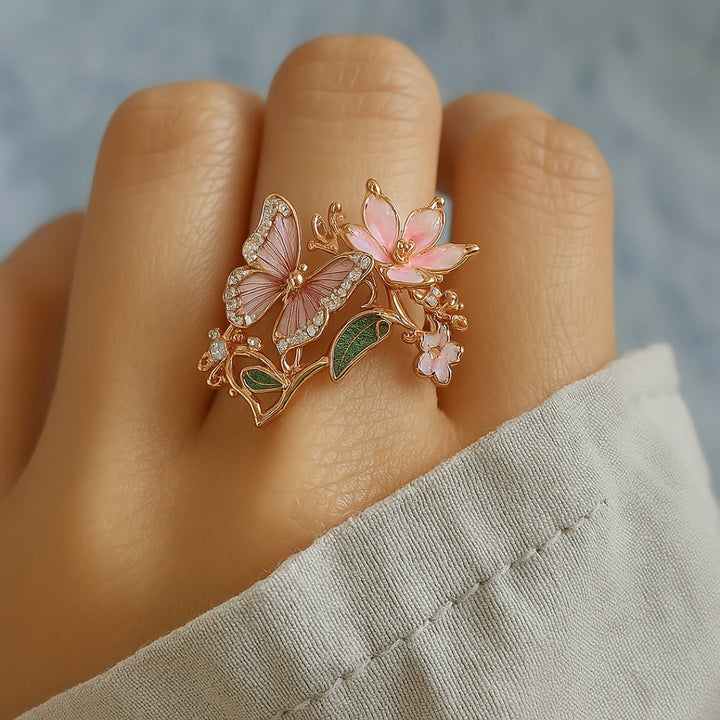 Anillo de Zirconia Mariposa Brillante de la Naturaleza