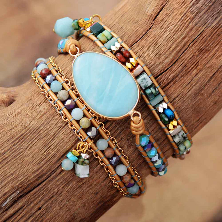 Pulsera de cuentas de amazonita natural