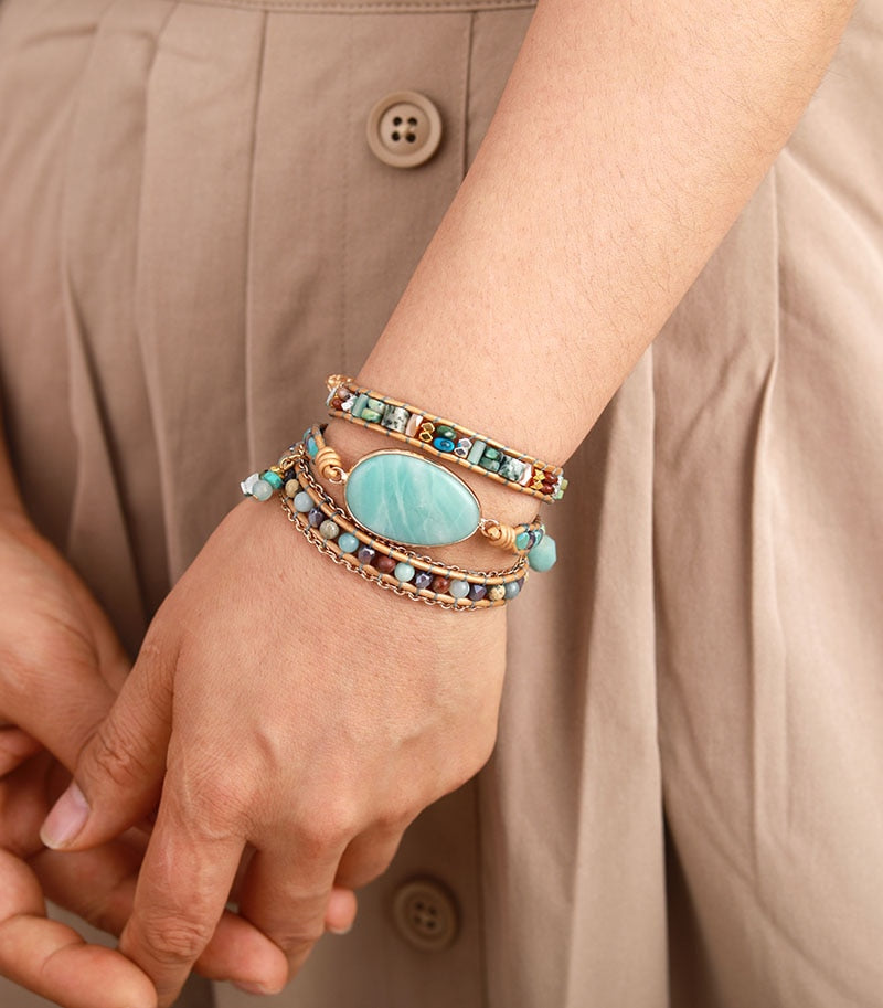 Pulsera de cuentas de amazonita natural