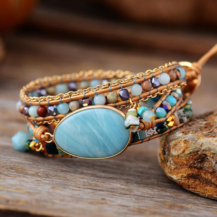 Pulsera de cuentas de amazonita natural