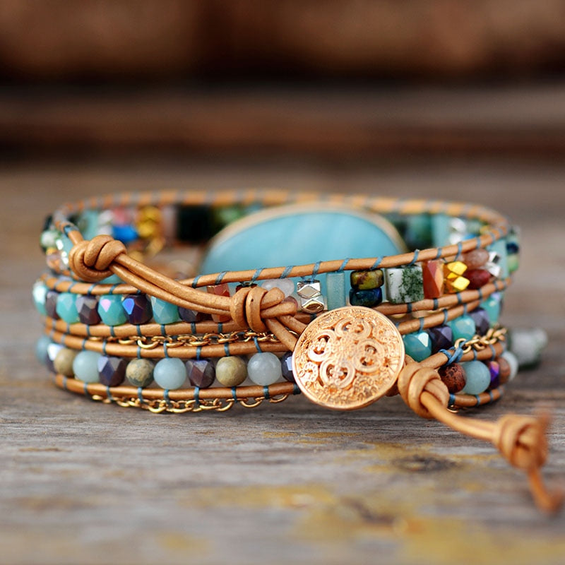 Pulsera de cuentas de amazonita natural