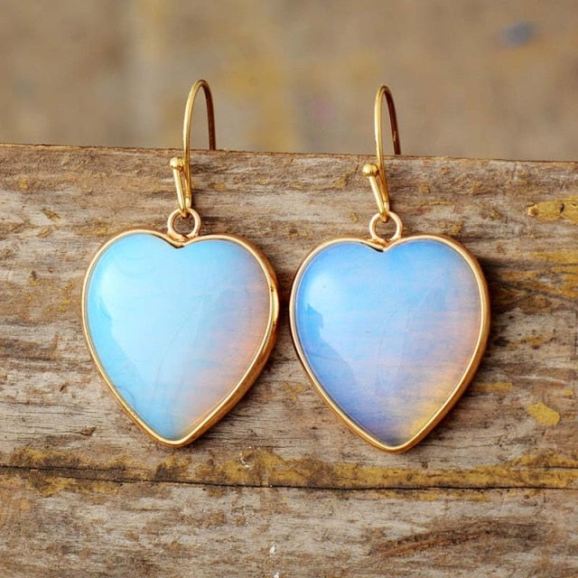 Conjunto de Joyería de Corazón de Ópalo Natural