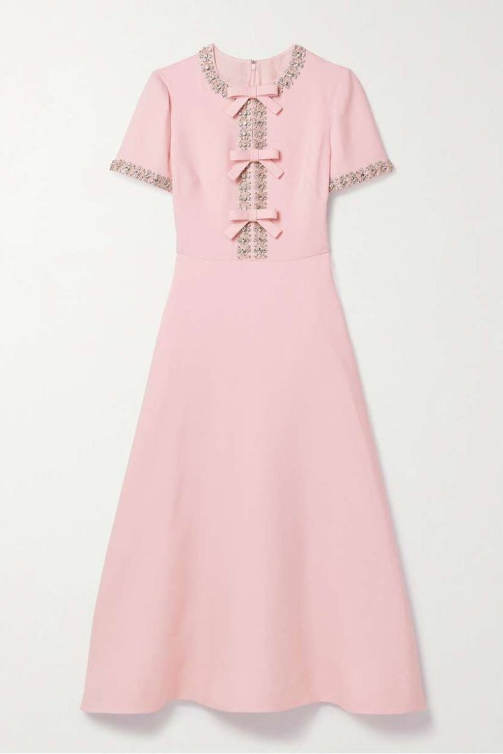 Zoe | Vestido Midi con Lazo y Crystal Embellished