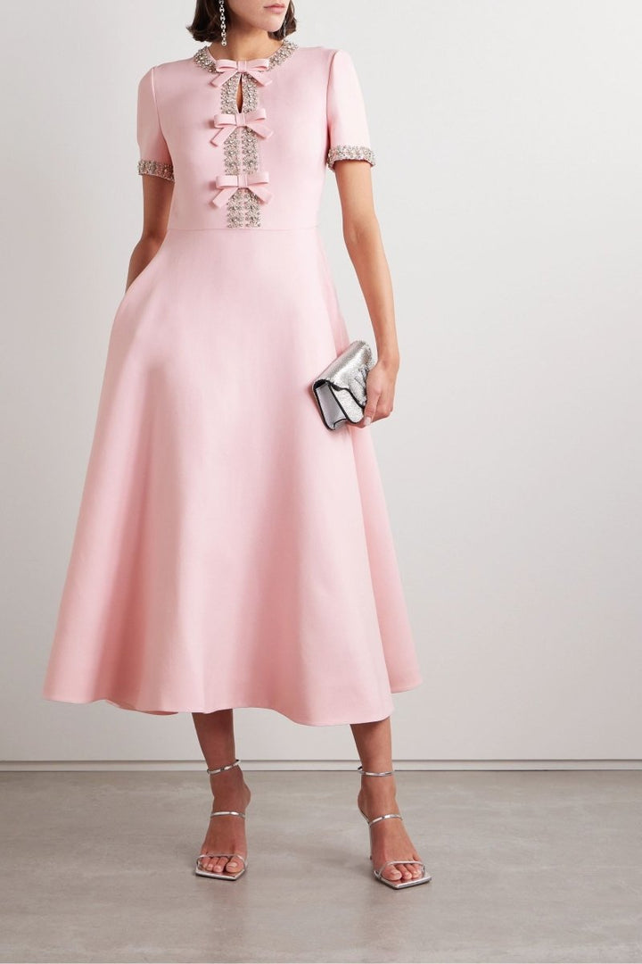 Zoe | Vestido Midi con Lazo y Crystal Embellished